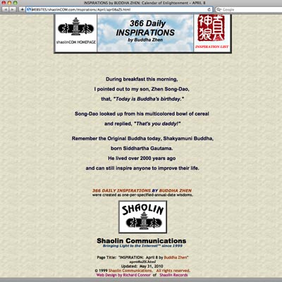 Inspiration webpage screenshot