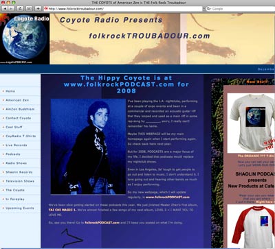 Coyote writes ALL the songs for American Zen which is the story of his life in Utah with his wife and child.  As a Mr. Mom he works from home in Salt Lake City on his indie label Shaolin Records.